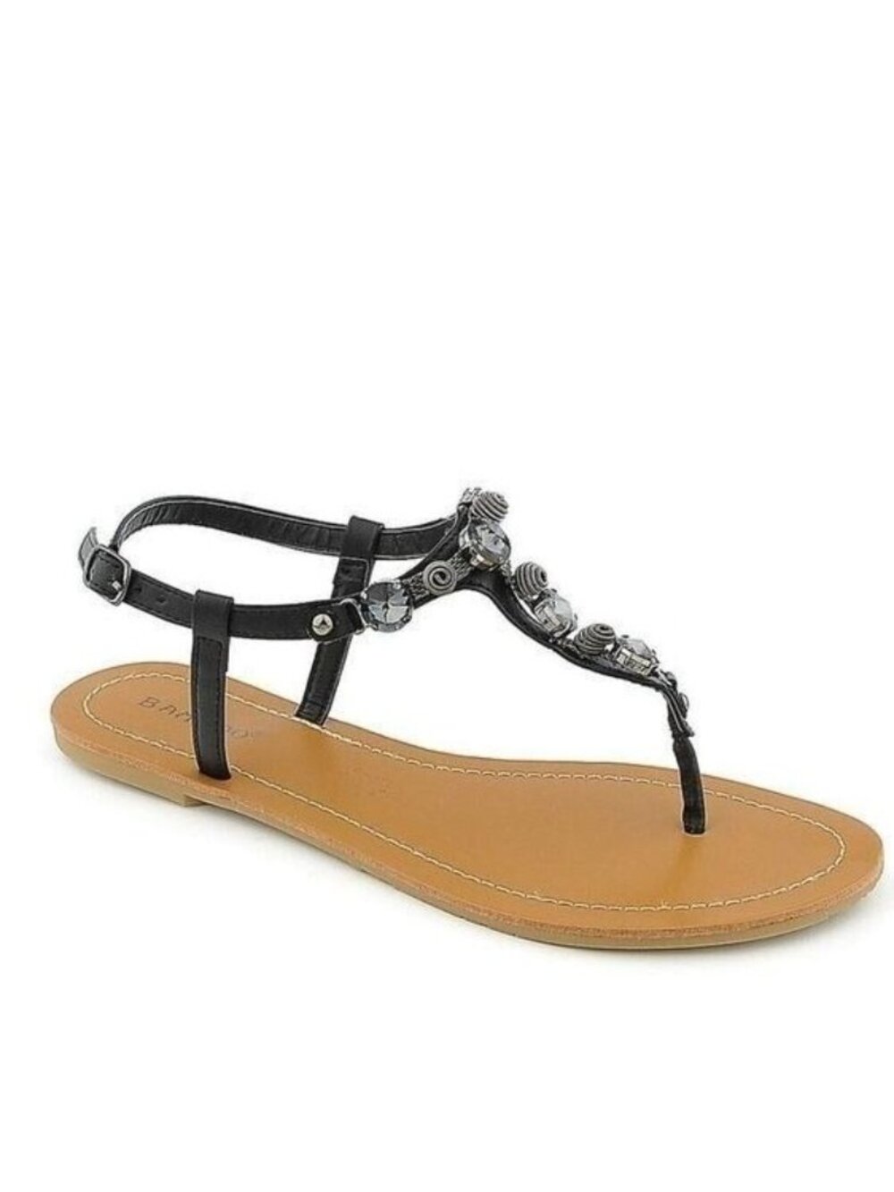 Bamboo Women's 8.5 Jeweled Artsy Vegan Leather Flip Flop‎ Thong Summer Sandals